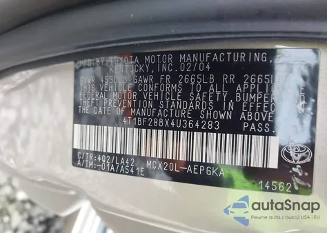 2004 Toyota Avalon Xls from USA, damaged, VIN 4T1BF28BX4U364283